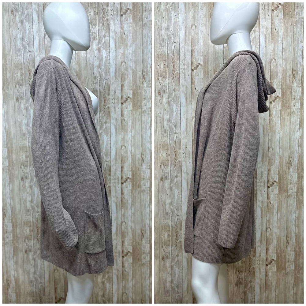 Barefoot Dreams CozyChic Ultra Lite Hooded Ribbed Cardigan Beach Rock NWT [8002] - Picture 3 of 6